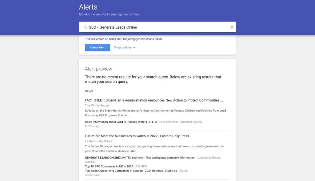 Google Alerts Brand Monitoring