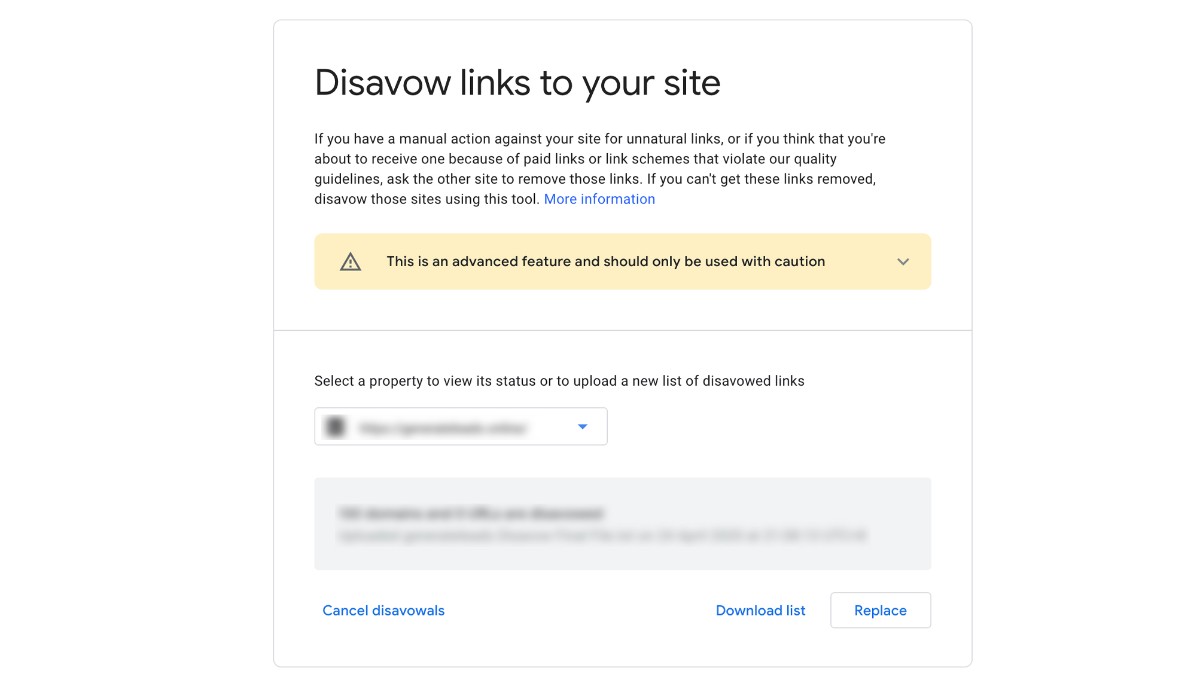 Google Disavow Toxic Link Tool